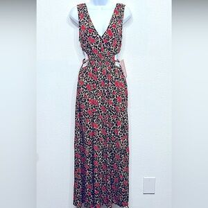 Leopard Print Dress with Red Floral Accents